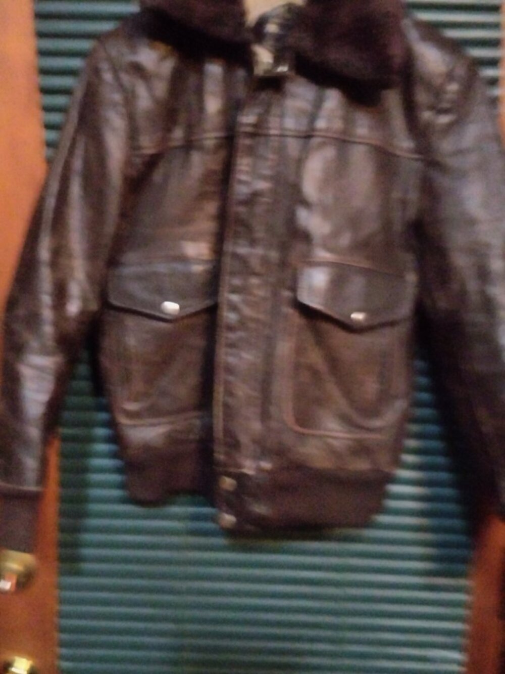 Vintage Brown Leather Jacket Size 36 Fleece Lining